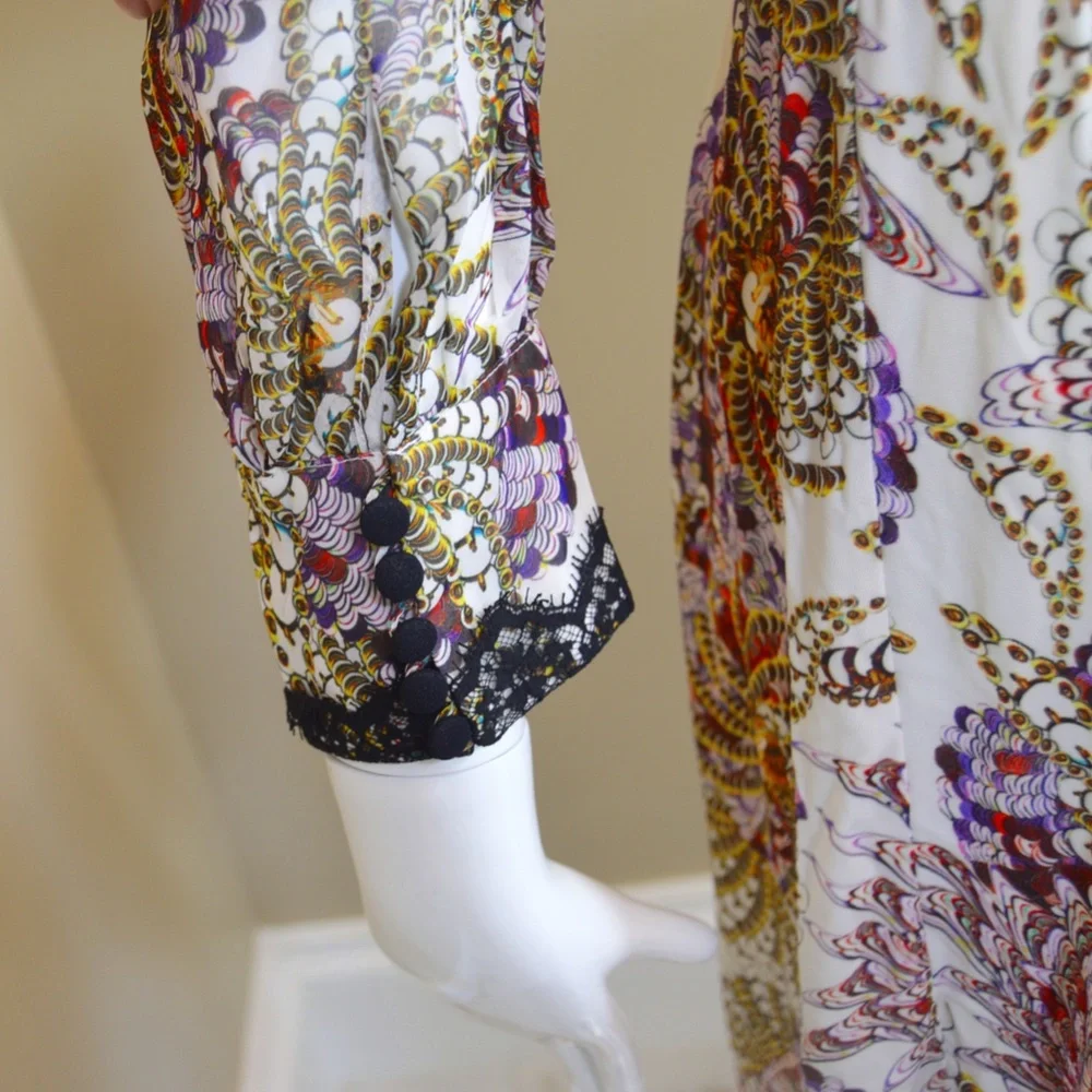 🆕🏷️Just Cavalli Multicoloured Baroque Print Fit & Flare Dress – - Picture 8 of 16